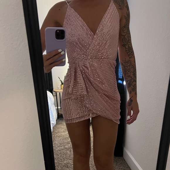 Pink Sequin Mini Dress - Picture 2 of 3